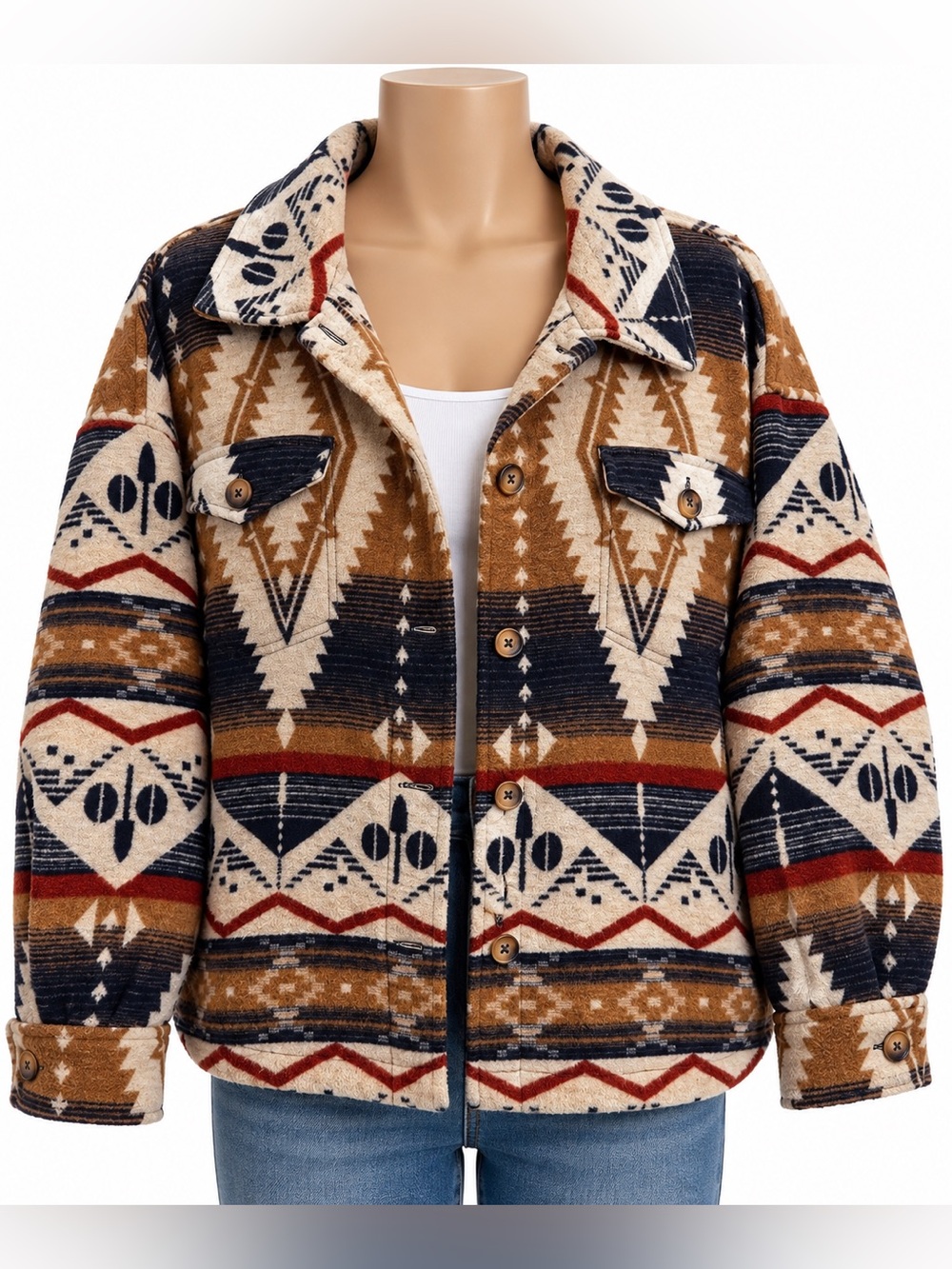 Altar’d State Large Aztec Southwestern Fleece Shacket